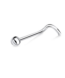 1.3mm Ball Silver Curved Nose Stud NSKB-60